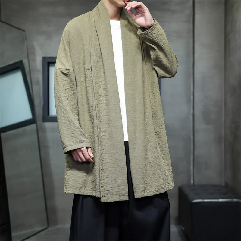 Buddha Stones Kimono clásico minimalista de otoño para hombre con bolsillo - image 8