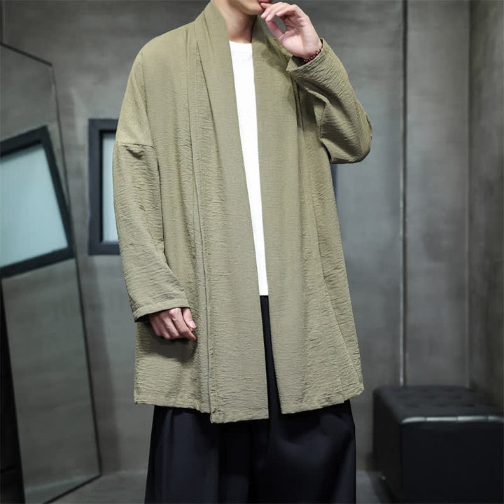 Buddha Stones Kimono clásico minimalista de otoño para hombre con bolsillo - image 8