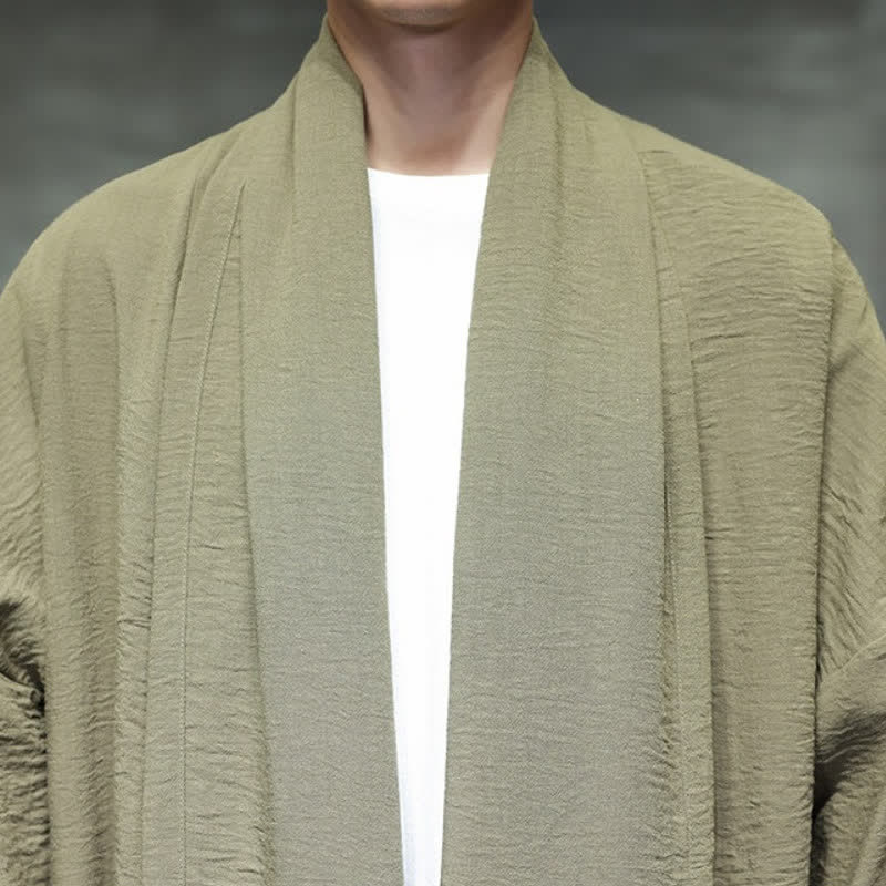 Buddha Stones Kimono clásico minimalista de otoño para hombre con bolsillo - image 10