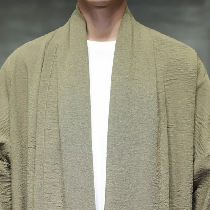 Buddha Stones Kimono clásico minimalista de otoño para hombre con bolsillo - image 10