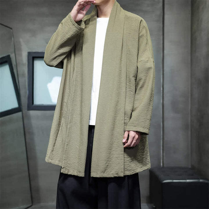 Buddha Stones Kimono clásico minimalista de otoño para hombre con bolsillo - Caqui oscuro - US/UK/AU46, UE 56 (3XL) - image 0