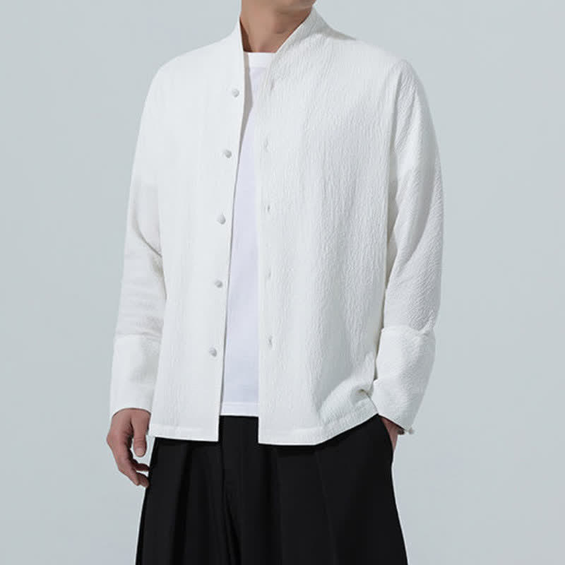 Buddha Stones Camisa de manga larga para hombre, estilo Tang clásico de otoño, con botones y abertura lateral. - image 15