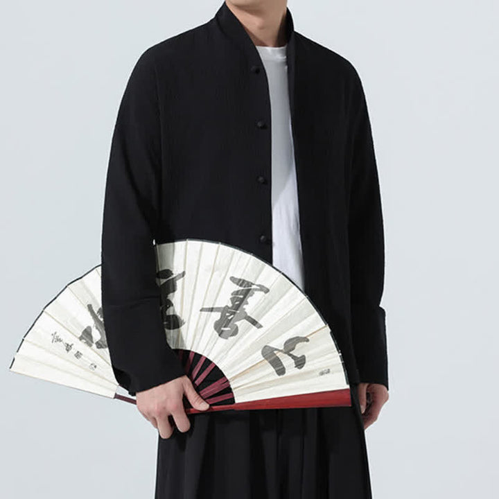 Buddha Stones Camisa de manga larga para hombre, estilo Tang clásico de otoño, con botones y abertura lateral. - image 25