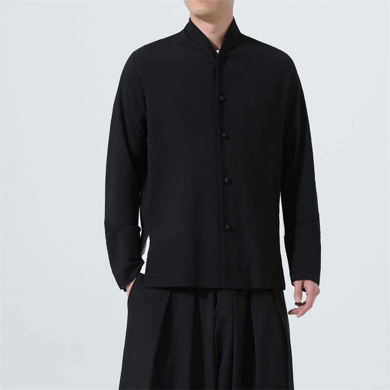 Buddha Stones Camisa de manga larga para hombre, estilo Tang clásico de otoño, con botones y abertura lateral. - image 27