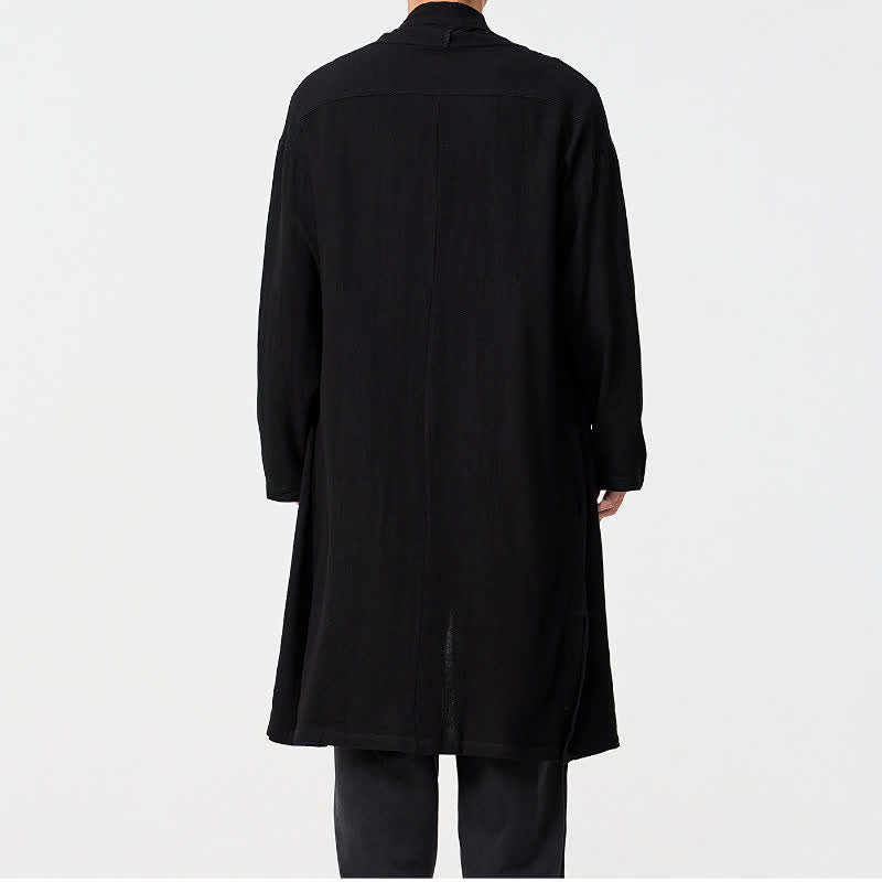 Buddha Stones Kimono de hombre liso estilo Tang minimalista retro de otoño - image 14