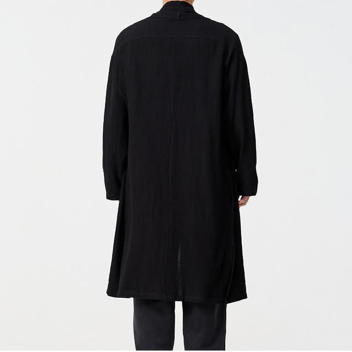 Buddha Stones Kimono de hombre liso estilo Tang minimalista retro de otoño - image 14
