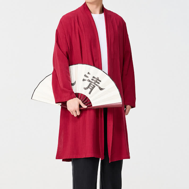 Buddha Stones Kimono de hombre liso estilo Tang minimalista retro de otoño - image 20