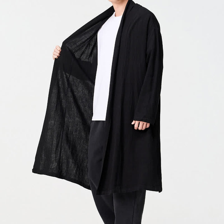 Buddha Stones Kimono de hombre liso estilo Tang minimalista retro de otoño - image 15