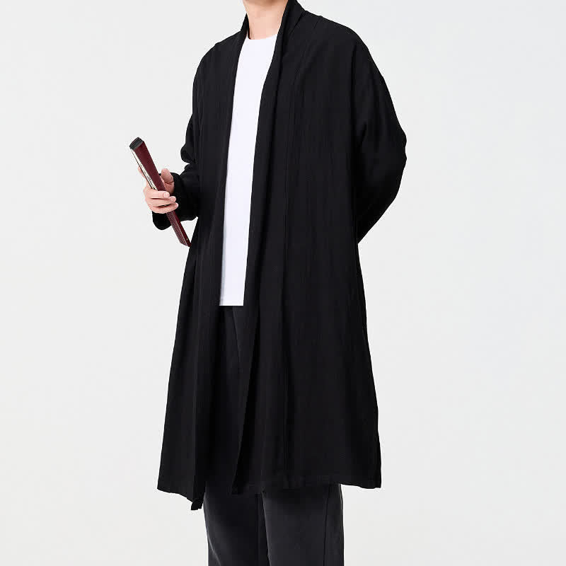 Buddha Stones Kimono de hombre liso estilo Tang minimalista retro de otoño - image 16