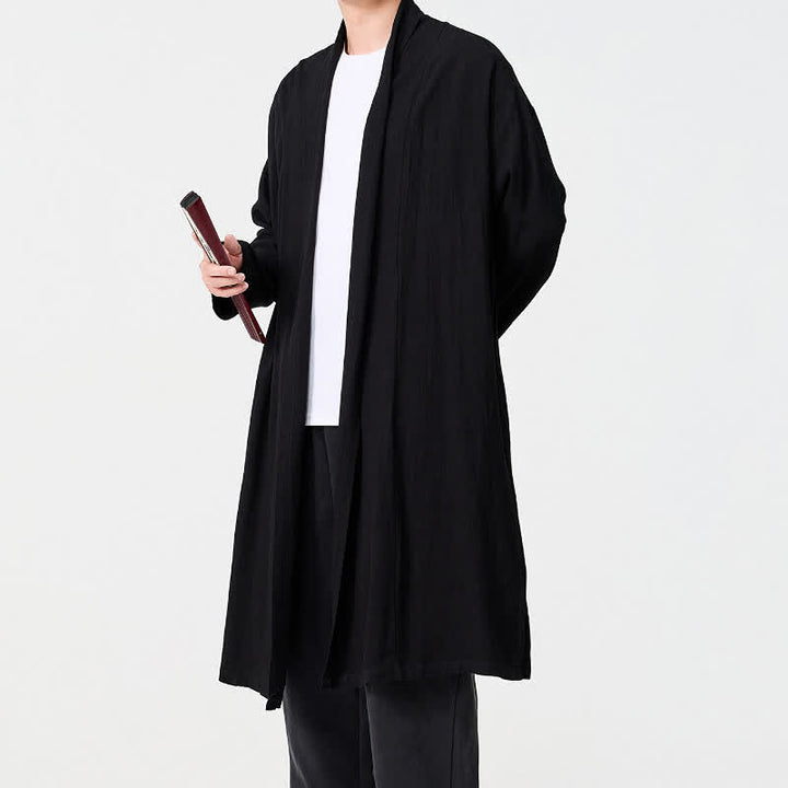 Buddha Stones Kimono de hombre liso estilo Tang minimalista retro de otoño - image 16