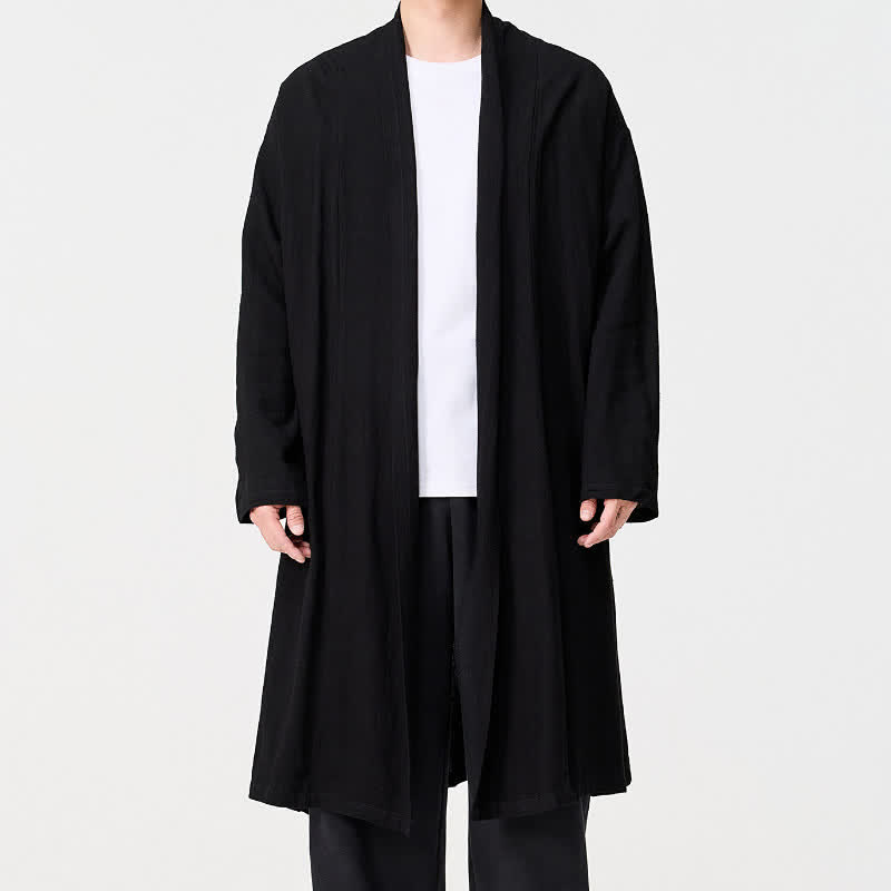 Buddha Stones Kimono de hombre liso estilo Tang minimalista retro de otoño - image 11