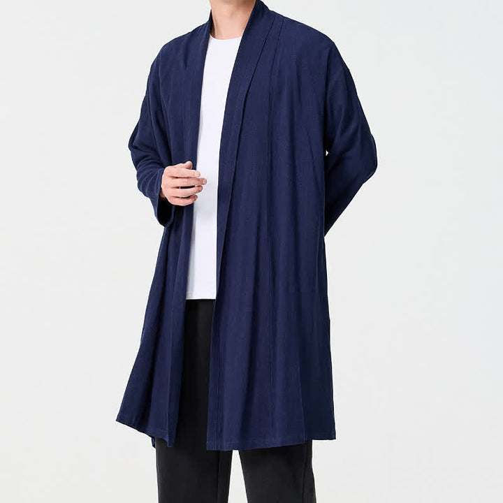 Buddha Stones Kimono de hombre liso estilo Tang minimalista retro de otoño - image 6