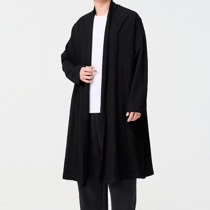 Buddha Stones Kimono de hombre liso estilo Tang minimalista retro de otoño - image 13