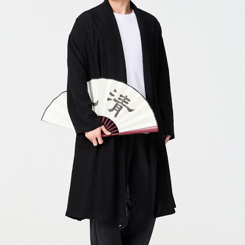 Buddha Stones Kimono de hombre liso estilo Tang minimalista retro de otoño - image 12