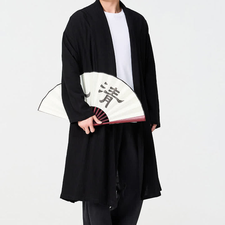 Buddha Stones Kimono de hombre liso estilo Tang minimalista retro de otoño - image 12