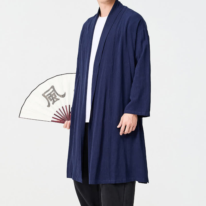 Buddha Stones Kimono de hombre liso estilo Tang minimalista retro de otoño - image 5