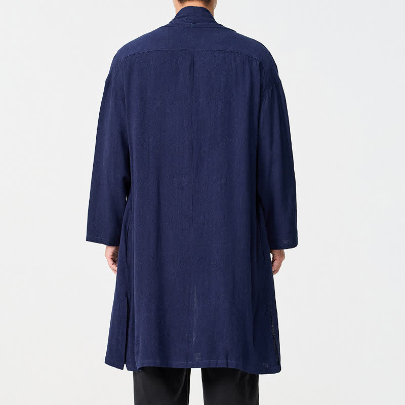 Buddha Stones Kimono de hombre liso estilo Tang minimalista retro de otoño - image 4