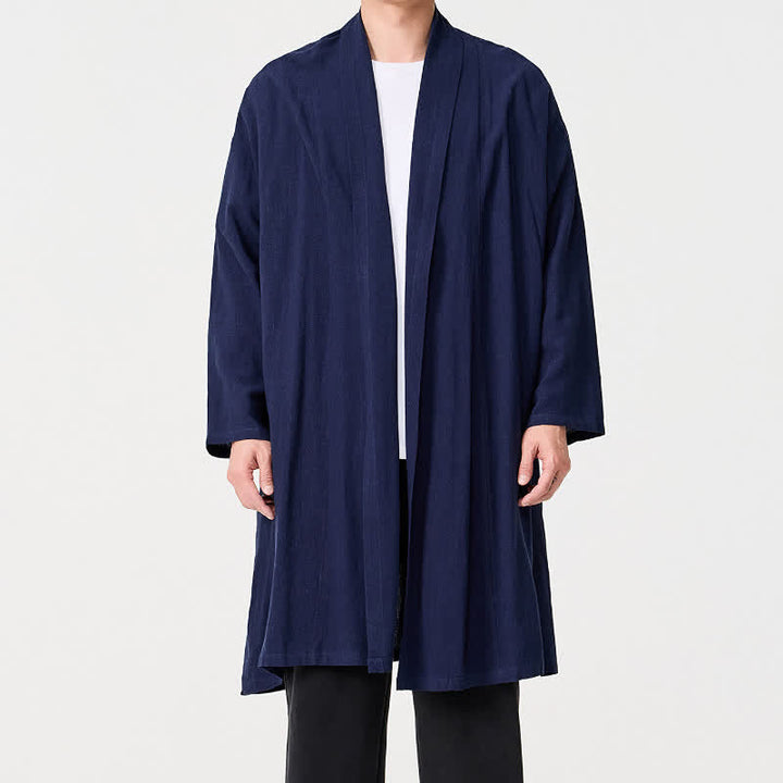 Buddha Stones Kimono de hombre liso estilo Tang minimalista retro de otoño - image 1