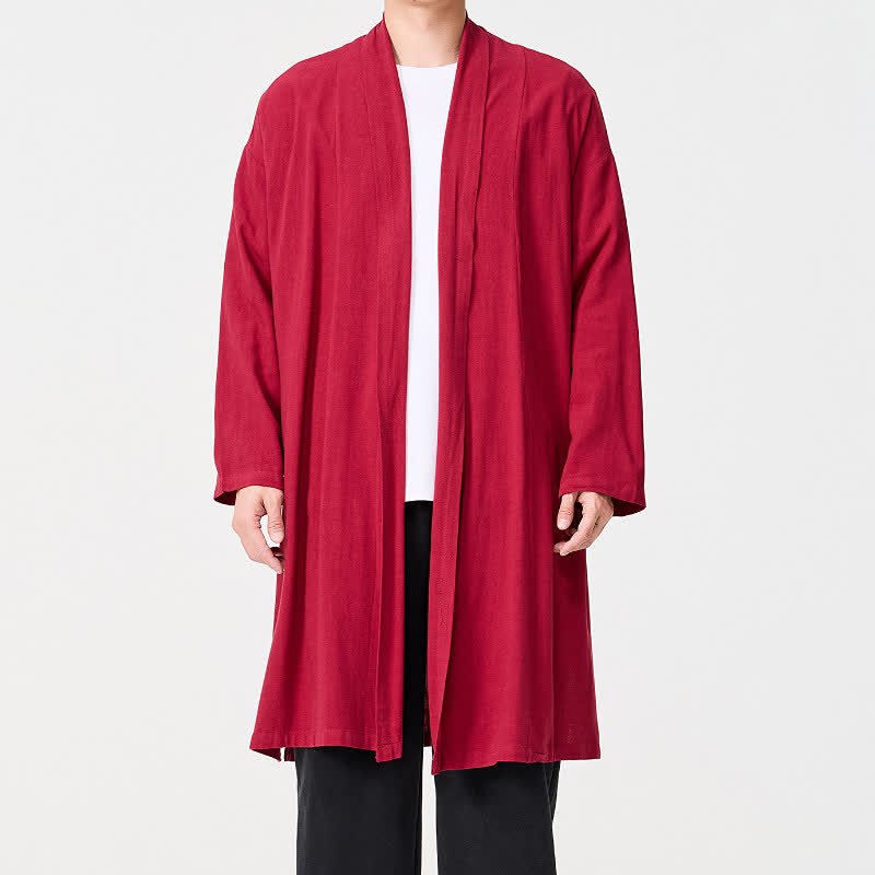 Buddha Stones Kimono de hombre liso estilo Tang minimalista retro de otoño - image 18