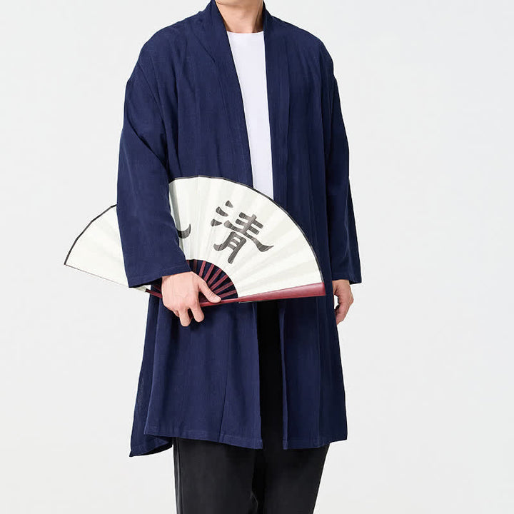 Buddha Stones Kimono de hombre liso estilo Tang minimalista retro de otoño - image 2