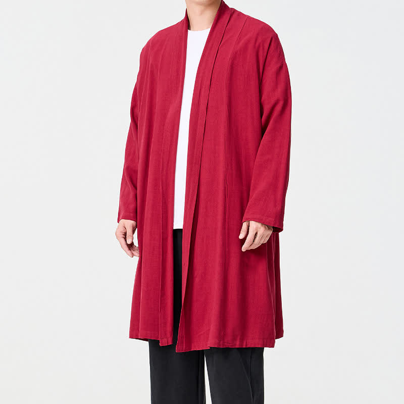 Buddha Stones Kimono de hombre liso estilo Tang minimalista retro de otoño - image 22