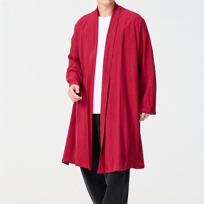 Buddha Stones Kimono de hombre liso estilo Tang minimalista retro de otoño - image 19