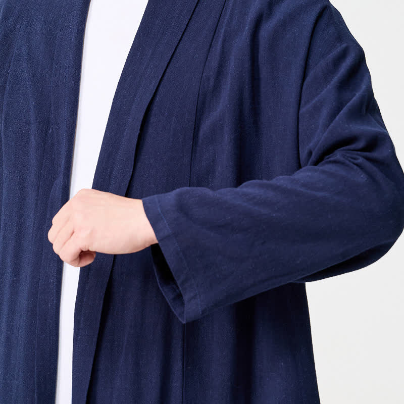 Buddha Stones Kimono de hombre liso estilo Tang minimalista retro de otoño - image 8