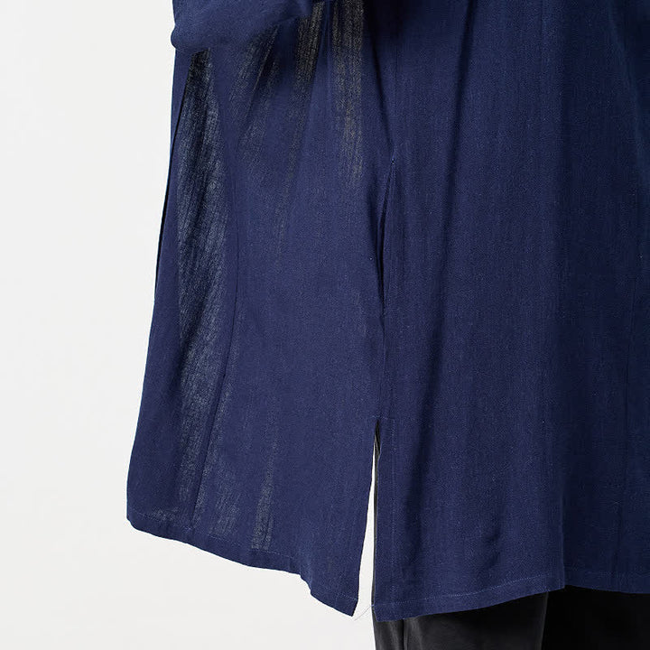 Buddha Stones Kimono de hombre liso estilo Tang minimalista retro de otoño - image 9