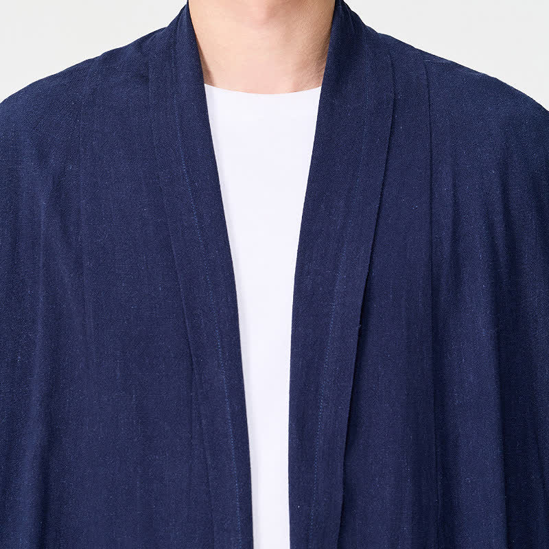 Buddha Stones Kimono de hombre liso estilo Tang minimalista retro de otoño - image 7
