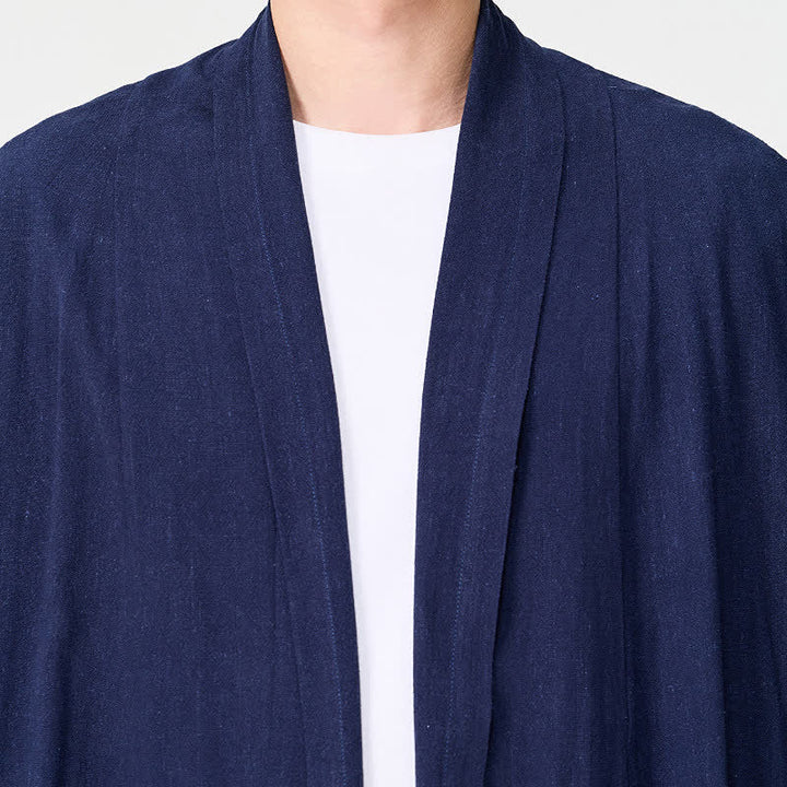 Buddha Stones Kimono de hombre liso estilo Tang minimalista retro de otoño - image 7