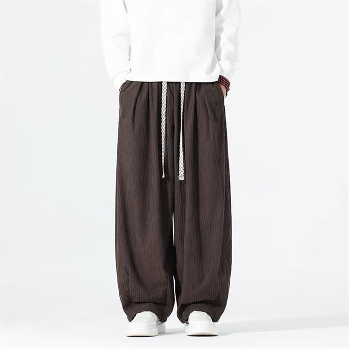 Buddha Stones Pantalones básicos de pana para hombre, de corte recto, con cordón ajustable, ideales para primavera y otoño. - Marrón silla de montar - US/UK/AU46, EU56 (5XL) - image 9