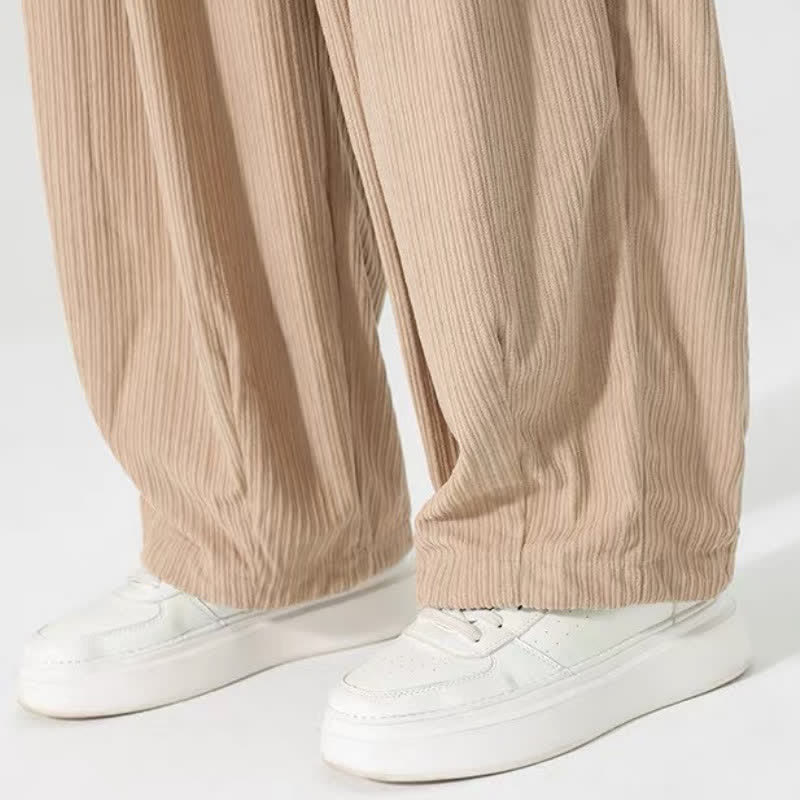 Buddha Stones Pantalones básicos de pana para hombre, de corte recto, con cordón ajustable, ideales para primavera y otoño. - image 17