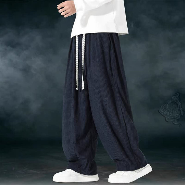 Buddha Stones Pantalones básicos de pana para hombre, de corte recto, con cordón ajustable, ideales para primavera y otoño. - image 5