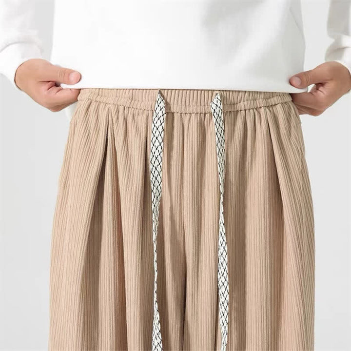 Buddha Stones Pantalones básicos de pana para hombre, de corte recto, con cordón ajustable, ideales para primavera y otoño. - image 15