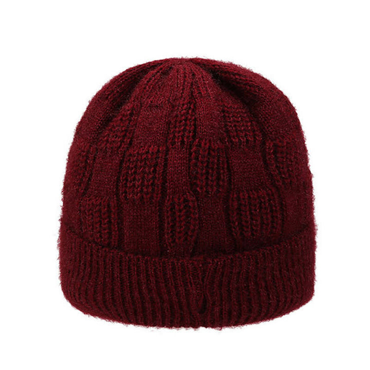 Buddha Stones Gorro grueso de mujer de punto acanalado con forro polar y estampado floral para otoño/invierno. - image 4