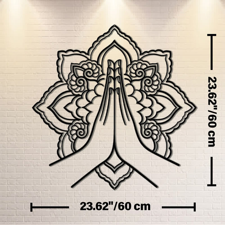 Buddha Stones Namaste Mandala Paz Decoración de pared de metal - Aprox. 60 cm x 60 cm x 0,12 cm / 23,62 pulgadas x 23,62 pulgadas x 0,05 pulgadas - image 14