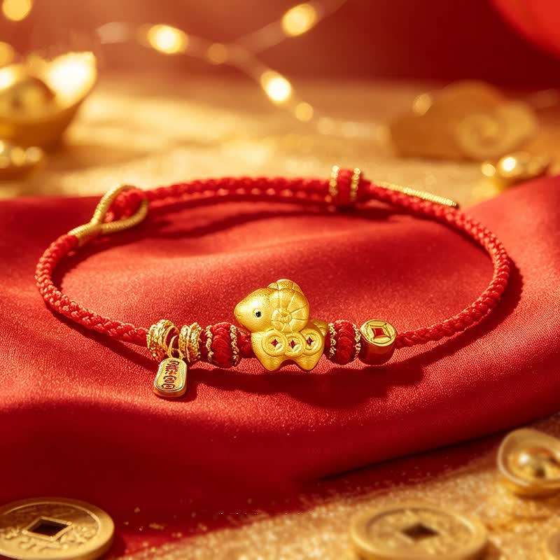 Buddha Stones Pulsera de la suerte del Año de la Cabra, de plata de ley 925 tejida a mano con hilo rojo, símbolo del zodíaco chino de la Cabra y monedas de cobre. - Signo zodiacal chino (Suerte ♥ Personalidad) - Plata (Pureza ♥ Intuición) - image 0