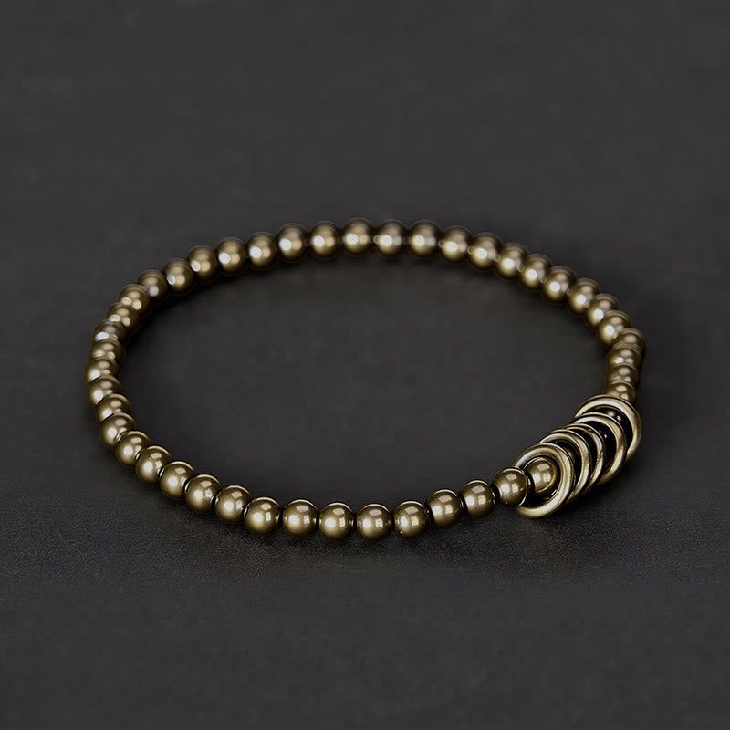 Buddha Stones Pulsera de latón con cuentas pequeñas de 4 mm para sanación - image 2