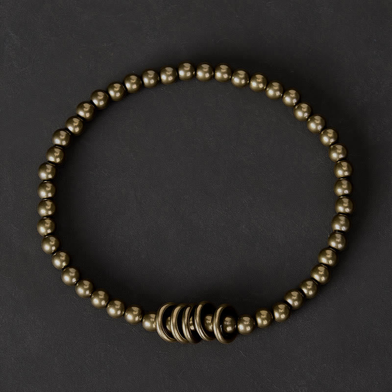 Buddha Stones Pulsera de latón con cuentas pequeñas de 4 mm para sanación - image 1