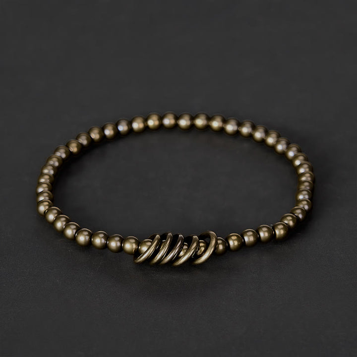 Buddha Stones Pulsera de latón con cuentas pequeñas de 4 mm para sanación - Circunferencia de la muñeca: 7,9–8,2 pulgadas (20–21 cm) - image 0