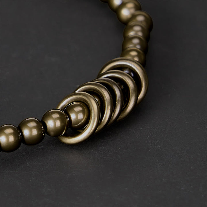 Buddha Stones Pulsera de latón con cuentas pequeñas de 4 mm para sanación - image 3