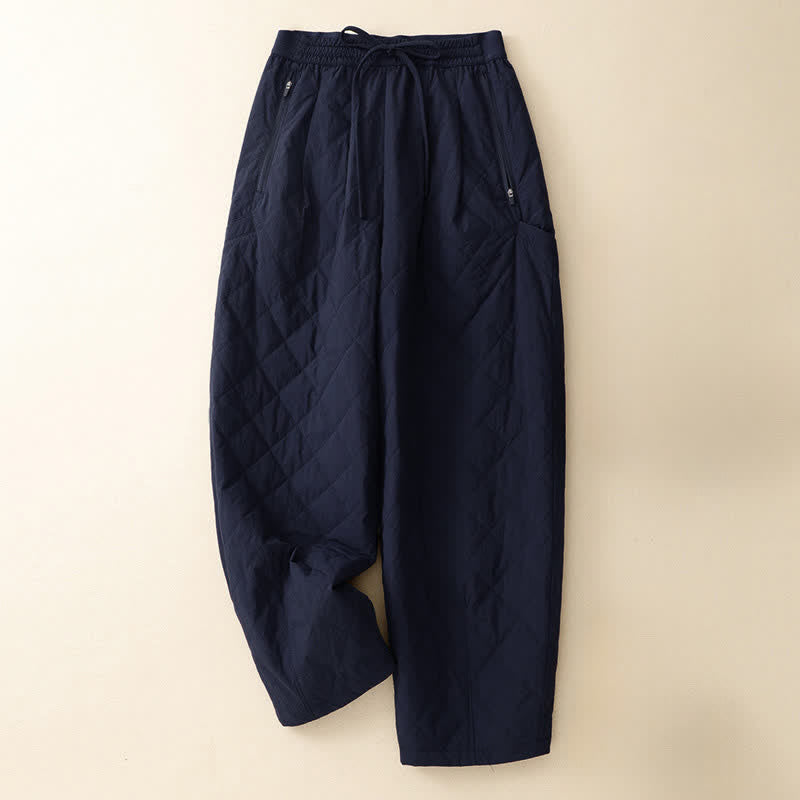Buddha Stones Pantalones tobilleros geométricos clásicos de invierno con cordón ajustable para mujer, de pierna recta y con bolsillos. - Azul medianoche - US8-10, UK/AU12-14, EU40-42 (2XL) - image 0