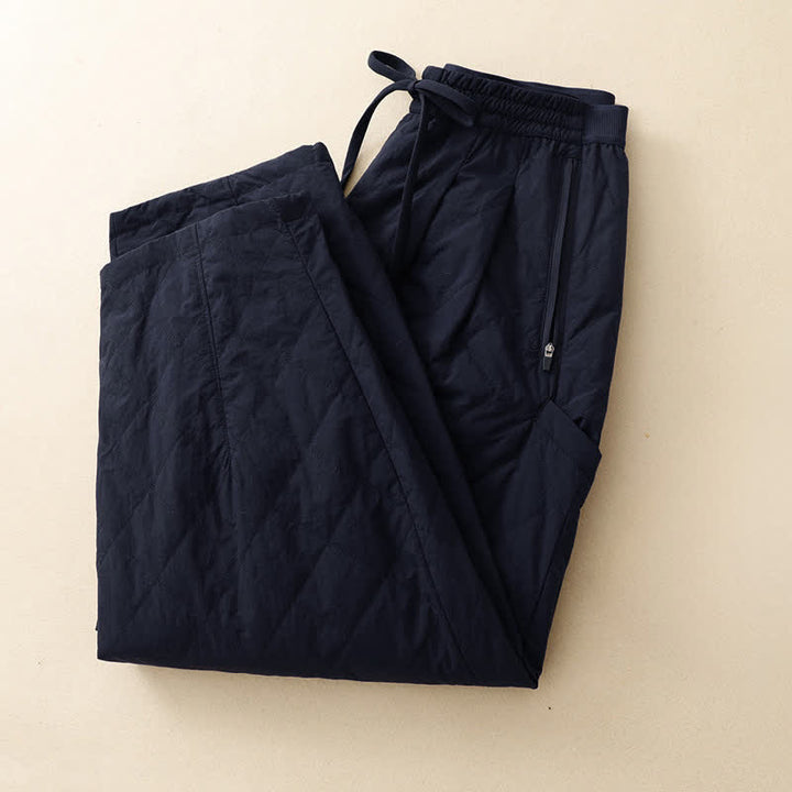 Buddha Stones Pantalones tobilleros geométricos clásicos de invierno con cordón ajustable para mujer, de pierna recta y con bolsillos. - image 2