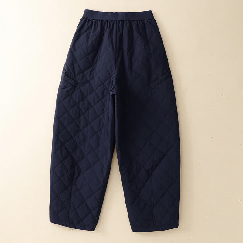 Buddha Stones Pantalones tobilleros geométricos clásicos de invierno con cordón ajustable para mujer, de pierna recta y con bolsillos. - image 1