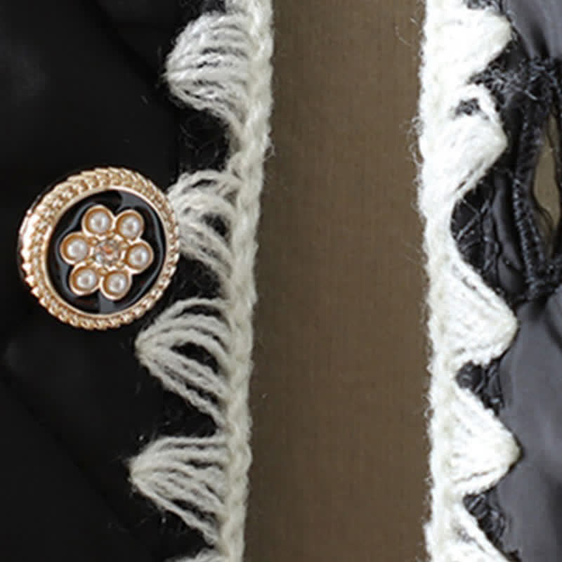 Buddha Stones Chaqueta de mujer de estilo vintage informal de invierno con botones, diseño geométrico de rombos y bolsillos. - image 13
