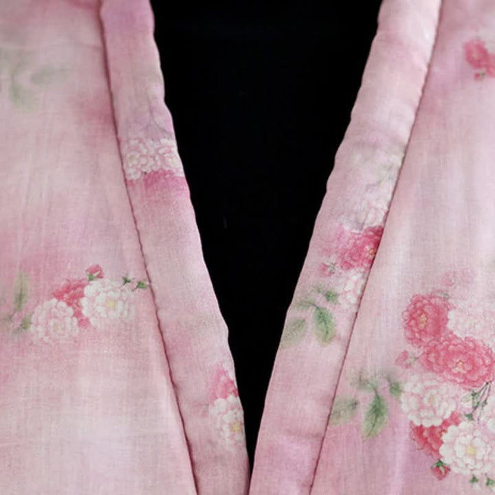 Buddha Stones Kimono de mujer con estampado floral y botones de estilo Tang vintage para otoño/invierno, con bolsillos. - image 16