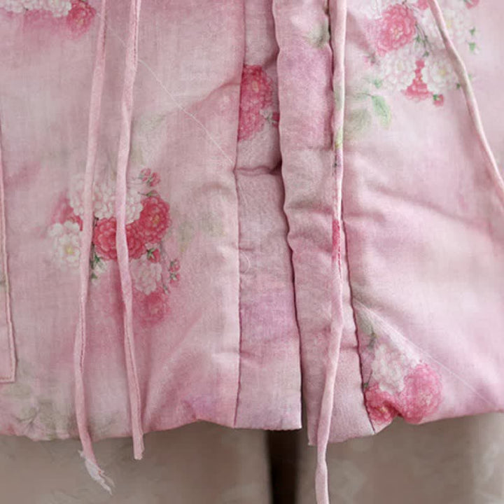 Buddha Stones Kimono de mujer con estampado floral y botones de estilo Tang vintage para otoño/invierno, con bolsillos. - image 17