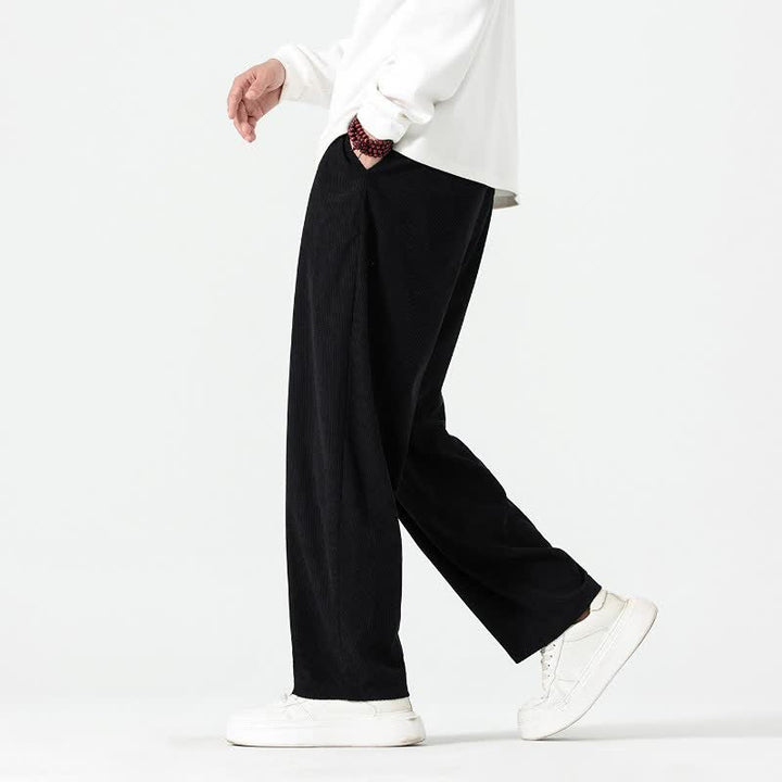 Buddha Stones Pantalones tobilleros de pana de corte recto con cordón ajustable, estilo boho casual para otoño/invierno, para hombre, con bolsillos. - image 14