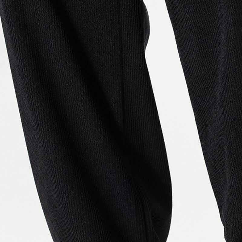 Buddha Stones Pantalones tobilleros de pana de corte recto con cordón ajustable, estilo boho casual para otoño/invierno, para hombre, con bolsillos. - image 25