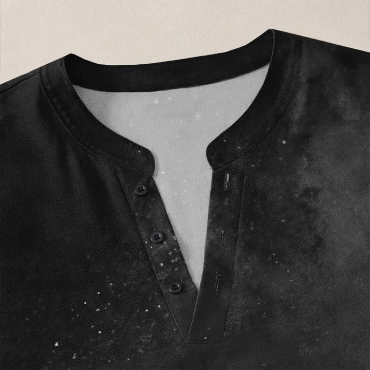 Buddha Stones Camisas de manga larga para hombre de algodón con cuello en V y estampado de semillas de diente de león. - image 18
